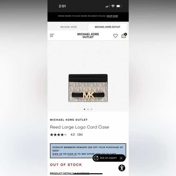 Michael Kors Black and Cream Logo Card Case🖤Sold out at Michael Kors - Picture 2 of 4
